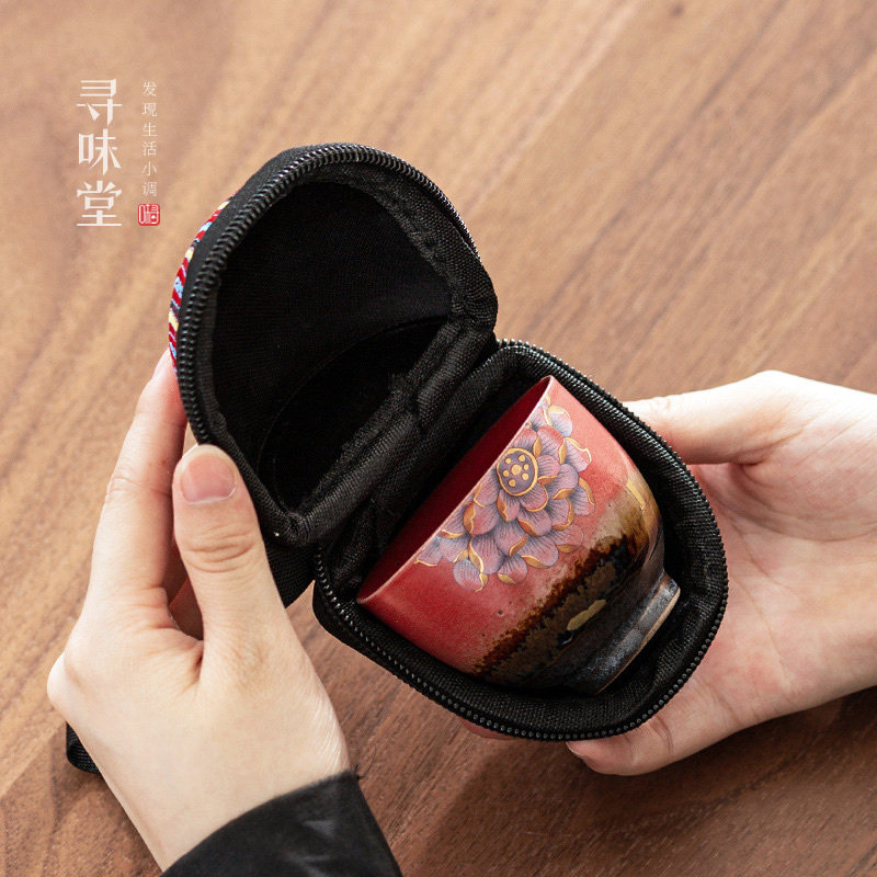 窑变釉瑞荷主人杯｜便携包荷花陶瓷小茶杯品茗杯粗陶单杯中式茶盏,餐饮具,茶杯,淘宝优惠券,粉丝福利购,淘宝优惠卷