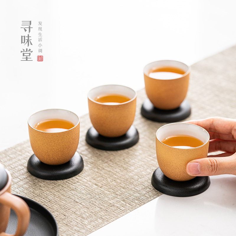 雅致陶器小茶杯日式粗陶小杯托