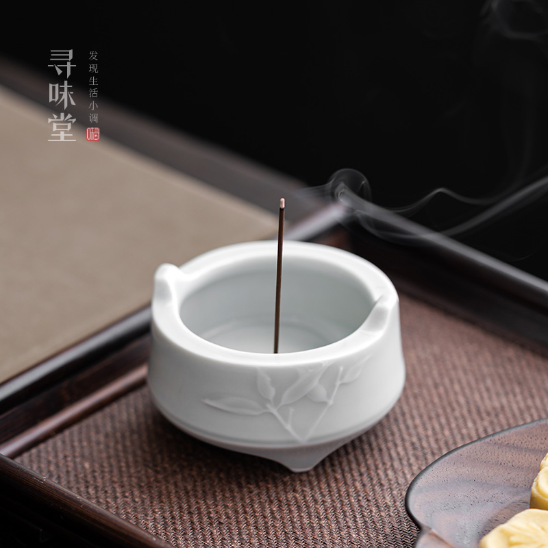 冰灰釉竹韵小香插家用禅意小香炉