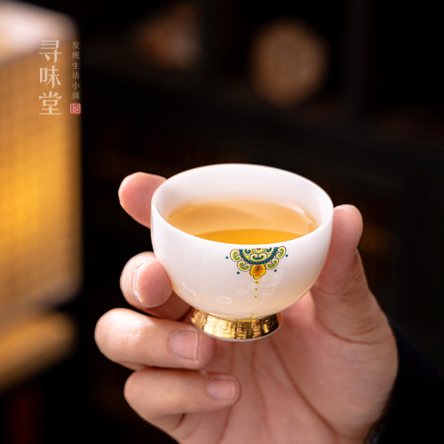冰种玉瓷亮釉喜从天降品茗杯