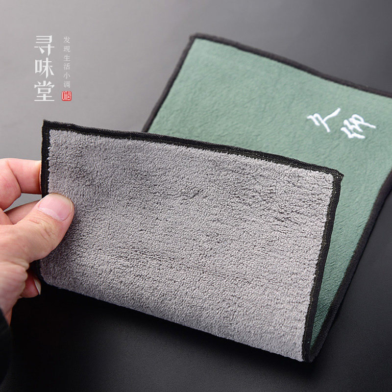 文学风加绒棉麻茶巾｜加厚吸水中式茶布刺绣禅意桌布养壶巾小方巾,餐饮具,茶巾,淘宝优惠券,粉丝福利购,淘宝优惠卷