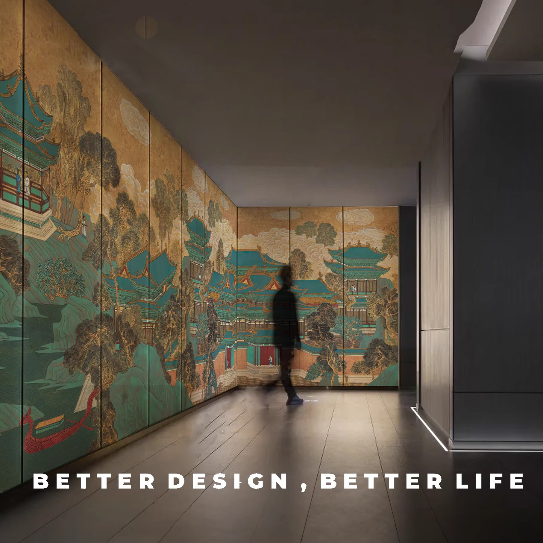 小红书高端消夏图新中式背景墙纸无缝壁布硬包酒店定制,家装主材,定制壁画,淘宝优惠券,粉丝福利购,淘宝优惠卷