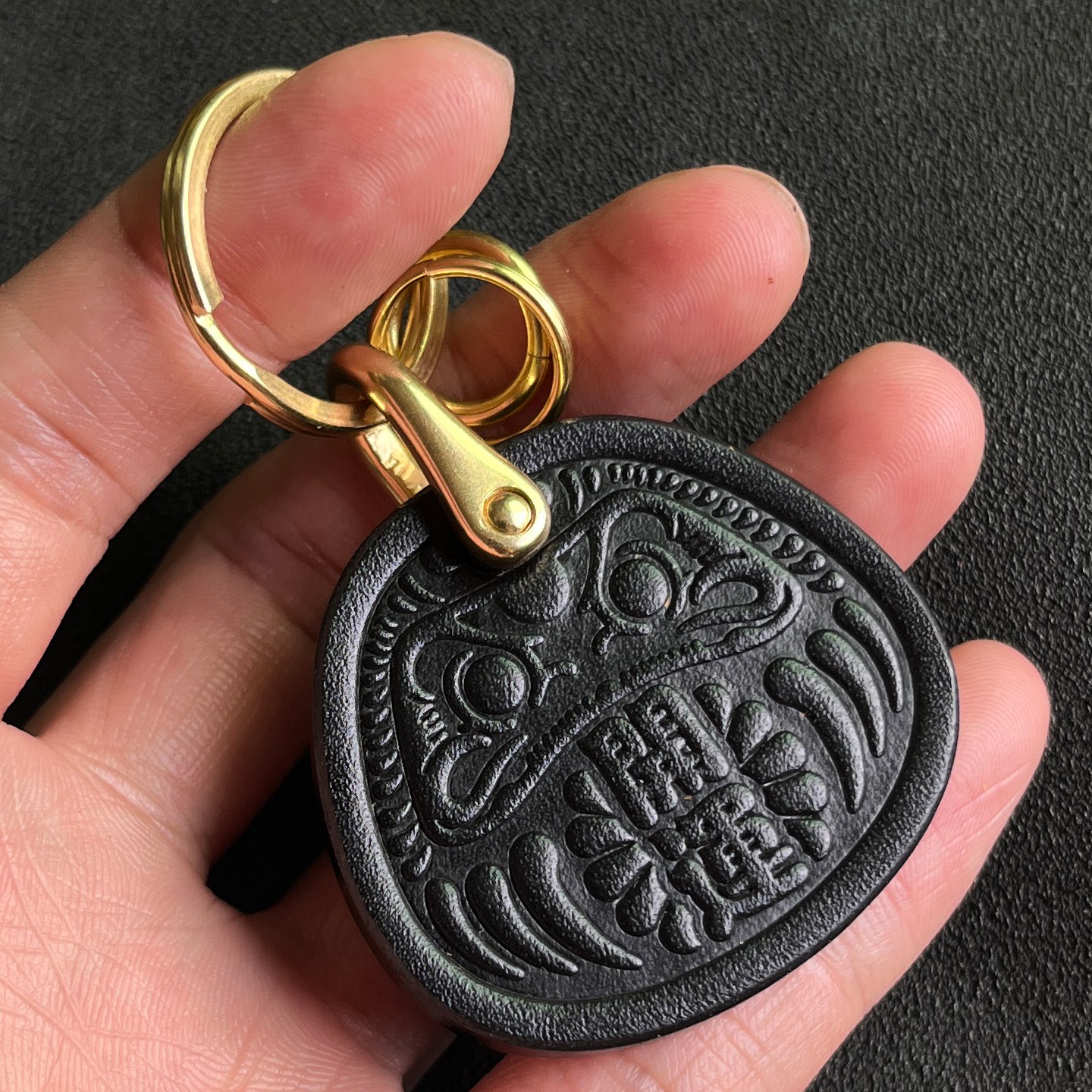 【达摩开运】手工定制 真皮摩托车汽车钥匙扣挂件牛皮男女情侣款