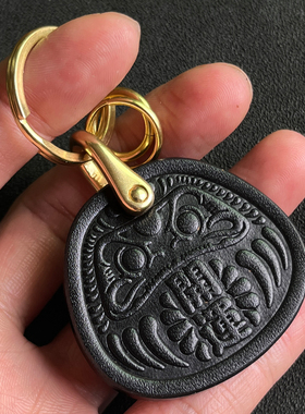 【达摩开运】手工定制 真皮摩托车汽车钥匙扣挂件牛皮男女情侣款
