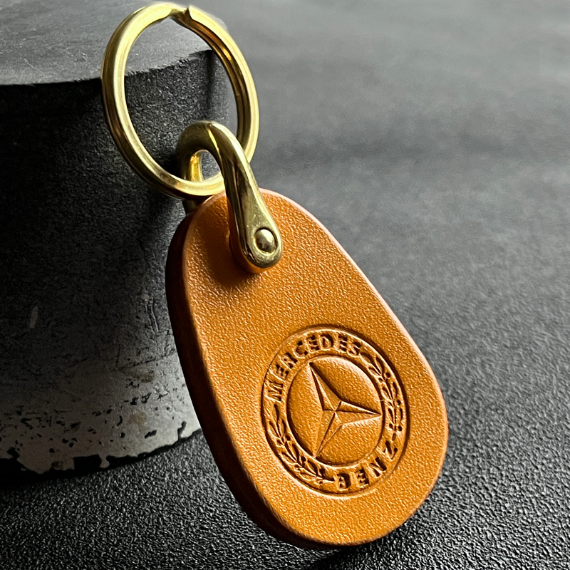 适用奔驰汽车钥匙扣真皮牛皮挂件