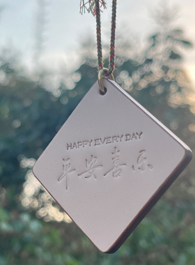 【平安喜乐】手工定制 牛皮汽车后视镜挂件真皮装饰挂坠车内吊饰