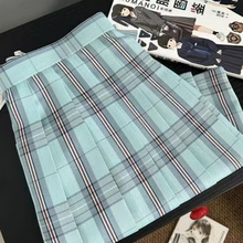 jk制服【璃海】格裙原创正版学院风女生半身百褶裙蓝绿色夏短裙子