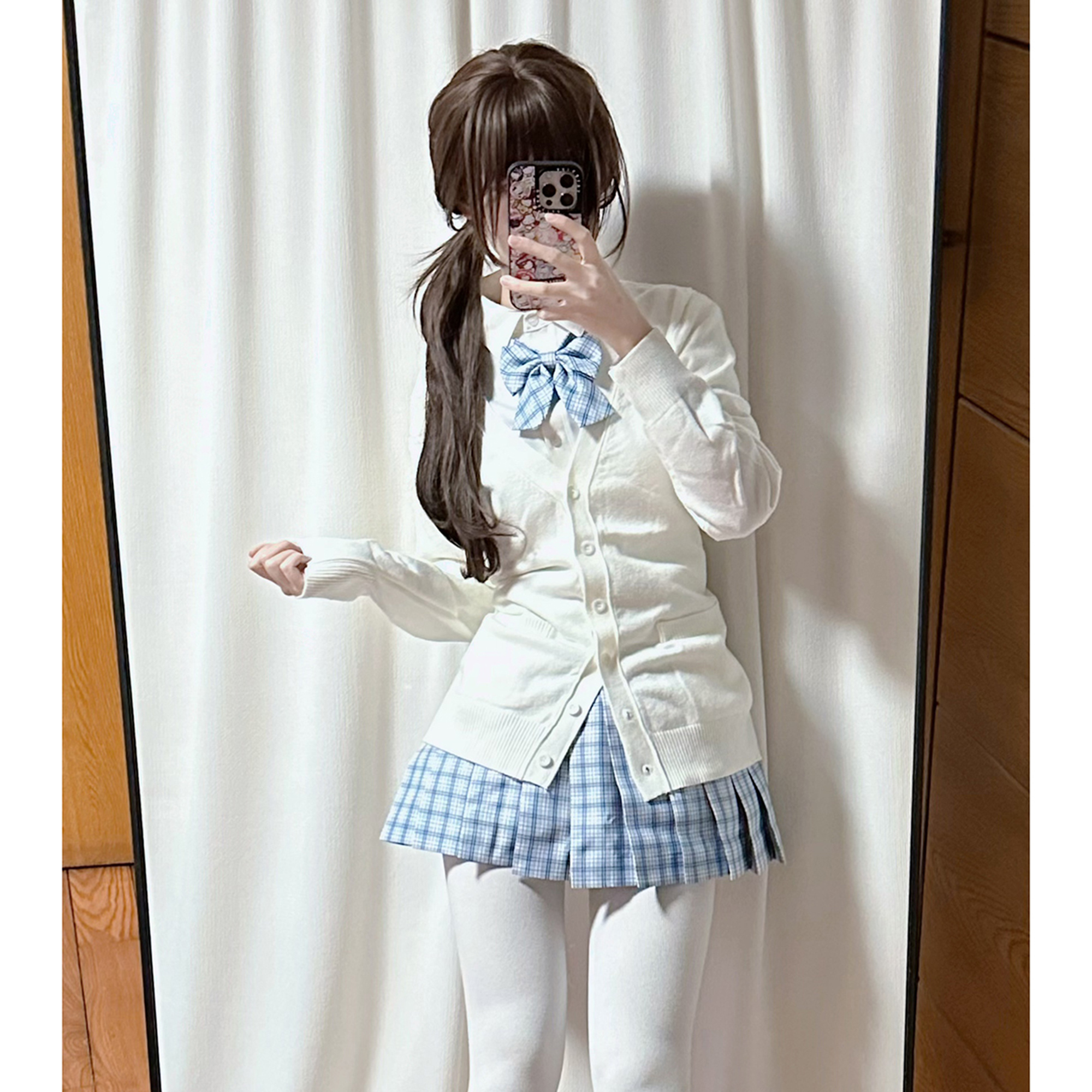 原创JK制服套装正版秋冬学院风叠穿开衫毛衣日系校供感格裙一整套