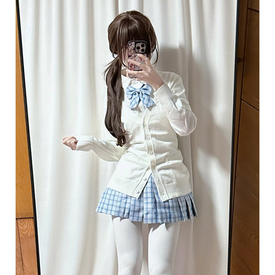 原创JK制服套装正版秋冬学院风叠穿开衫毛衣日系校供感格裙一整套