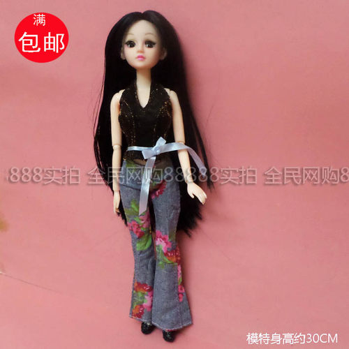 324闪背花牛仔适30CM6分洋娃娃换衣服时装过家家女孩玩具