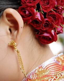 多款镀金仿黄金耳饰耳环耳钉仿真金结婚新娘女生日款式 龙凤花朵
