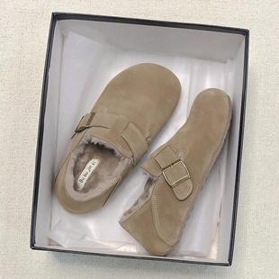 外穿孕妇女鞋 毛毛鞋 软底防滑内增高复古雪地靴舒适棉鞋 加绒勃肯鞋