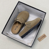 内增高软底足弓 女一脚蹬休闲包头拖鞋 厚底舒适百搭时尚 半包勃肯鞋