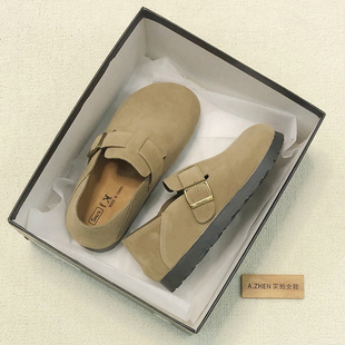 磨砂皮内增高勃肯鞋 女复古包跟全包百搭圆头全包软底一脚蹬懒人