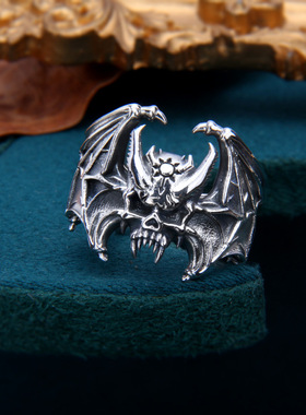 男女S925银欧美风骷髅戒指小众