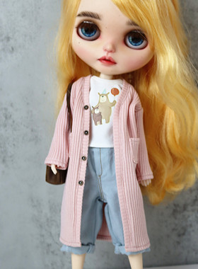 bjd衣服 blythe娃衣 小布长开衫  白粉酒红焦糖黄米咖啡灰黑 多色