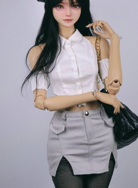 bjd3分4分开衩短裙，无袖衬衣，连体衣