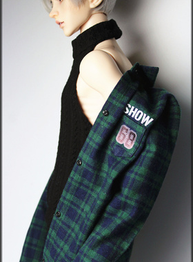 bjd娃衣 叔  格子衬衣  毛背心