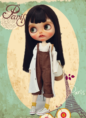 blythe小布ob24 azone可儿娃娃穿背带裤