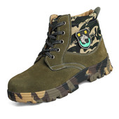 钢包头防砸防刺穿牛筋底加绒保暖耐磨工作鞋 男高帮棉鞋 劳保鞋 冬季