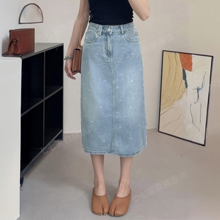 牛仔半身裙女微胖大码 2025春夏新款 MM梨形身材遮胯显瘦垂感中长裙