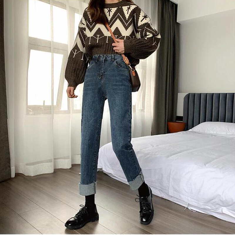 大码高腰牛仔裤女秋冬胖妹妹mm