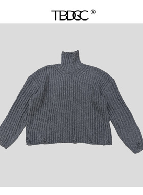 TBDGC25秋冬设计师品牌Hed三色破坏针织毛衣 男女同款