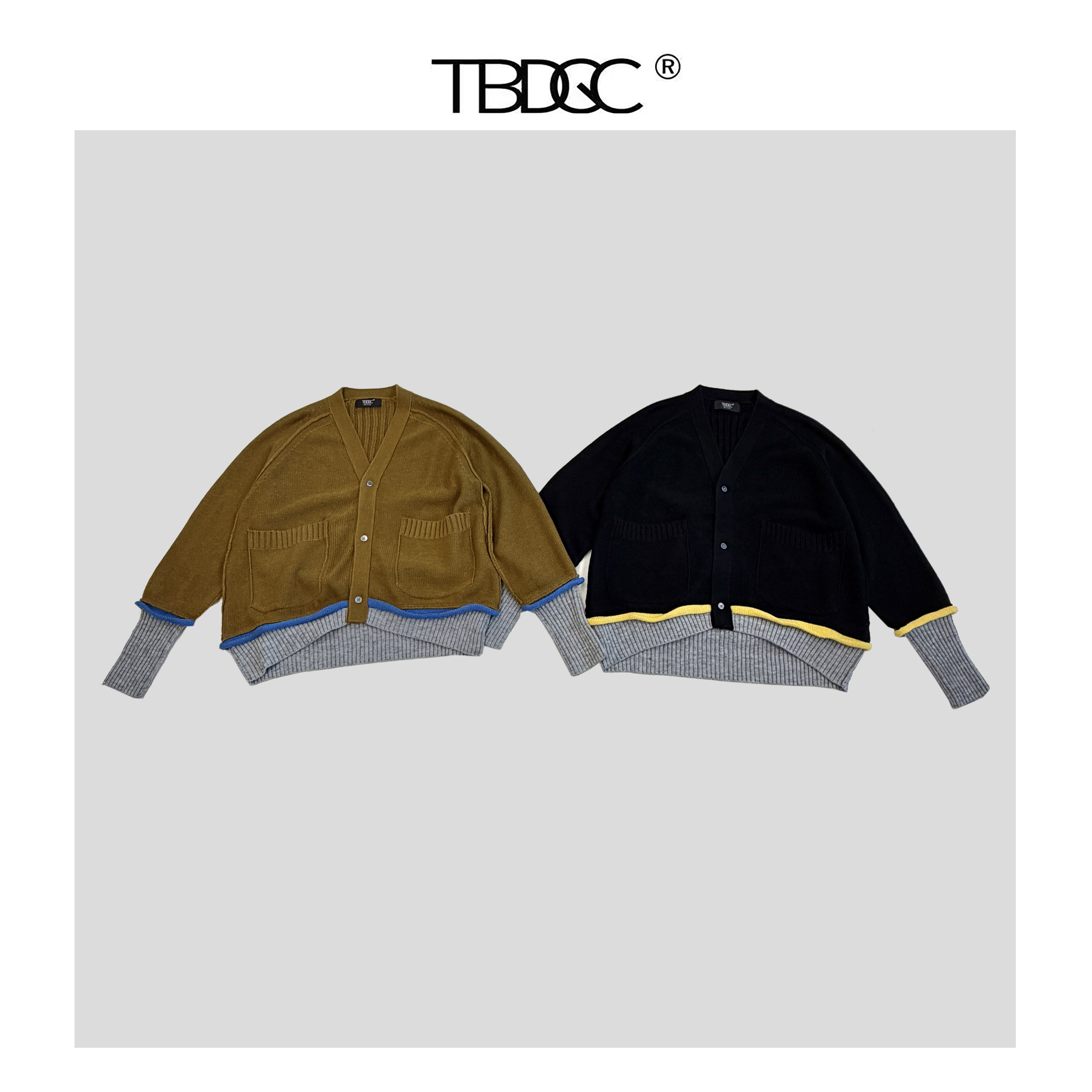 TBDGC25秋冬复古撞色针织文艺风宽松休闲开衫男款