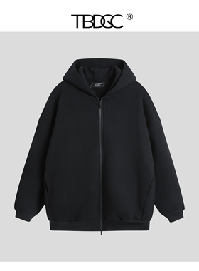 26早春小众设计师系列宽松休闲百搭长款黑色加厚连帽卫衣男女同款