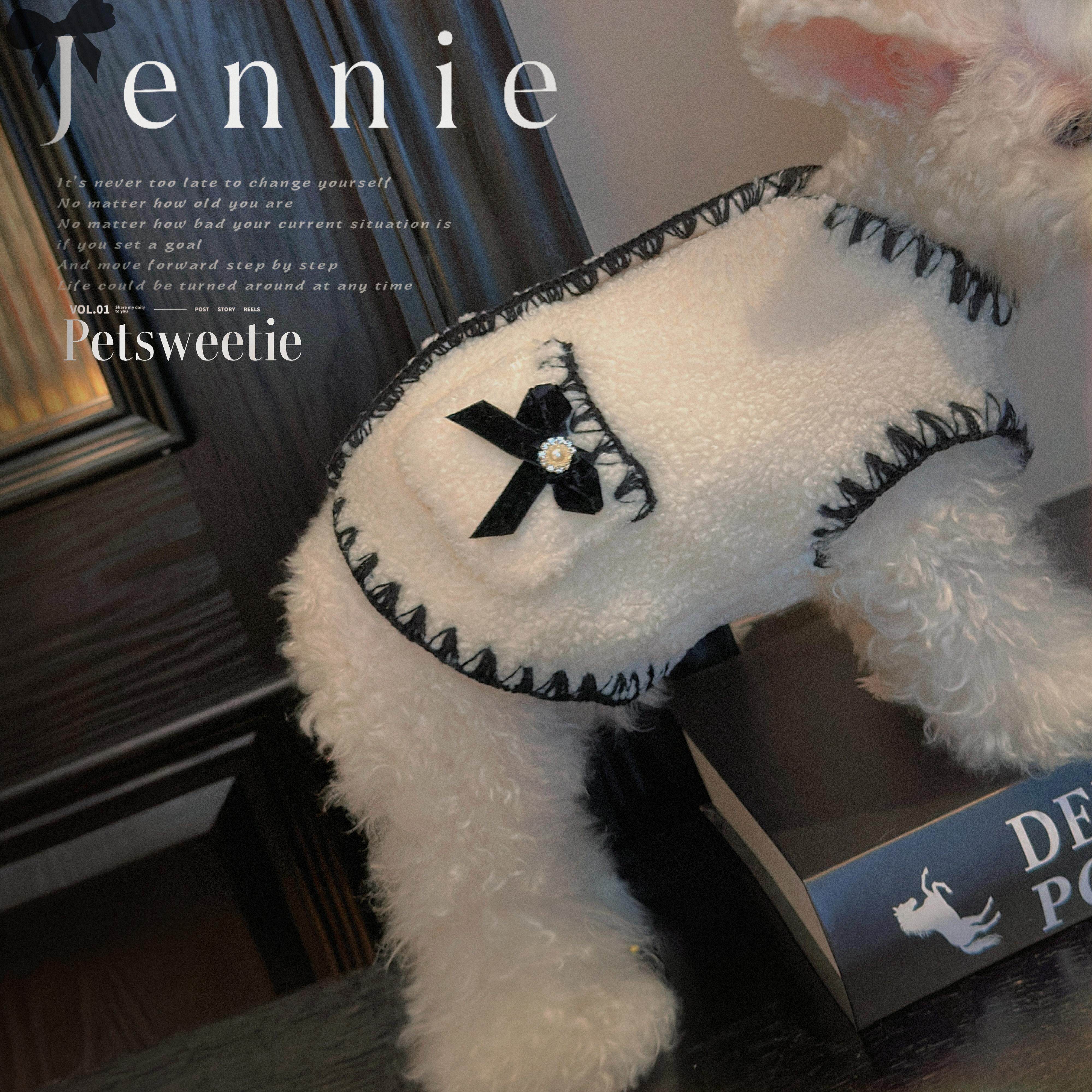 《Jennie》黑白马甲背心 约克夏小体狗香风布偶猫咪厚外套秋冬季