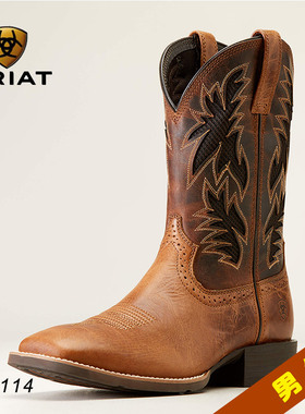 美国进口Ariat 刺绣牛仔靴 男款 西部骑马马靴