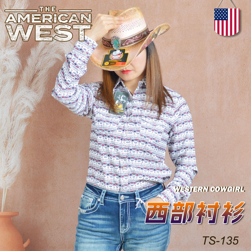 美国进口西部衬衫休闲骑马透气夏季长袖女士衬衫旅游