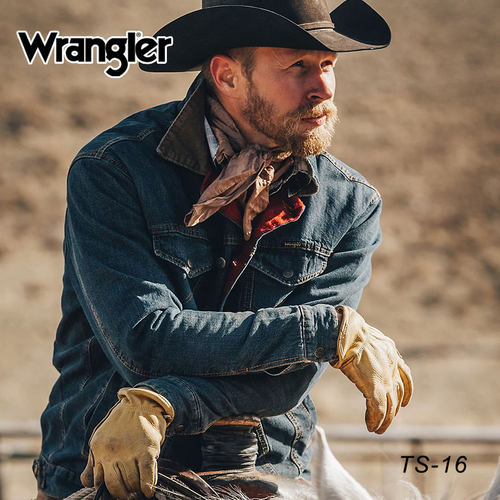 美国Wrangler进口西部牛仔长袖外套美式复古春秋款棉质牛仔布