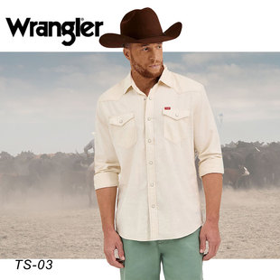 美国Wrangler进口长袖纯棉衬衫纯棉薄款衬衫西部牛仔衬衫复古