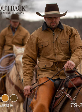 美国进口OUTBACK男女同款春秋季油布防水防风防雨皮领夹克加棉