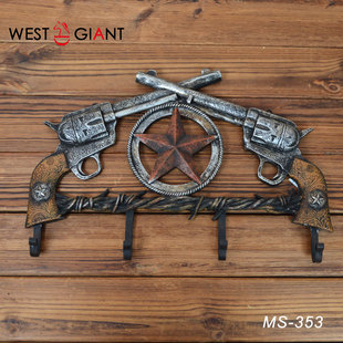 西部巨人西部文化挂钩摆件 马靴左轮蹄铁样式挂钩饰品摆件