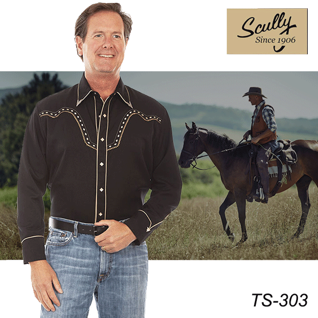 进口美国scully西部牛仔衬衫男款衬衣骑马服装服饰西部巨人马具