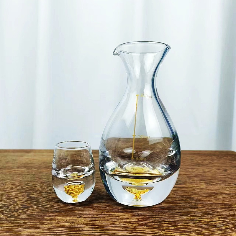 分酒器金箔金边水晶玻璃白酒杯