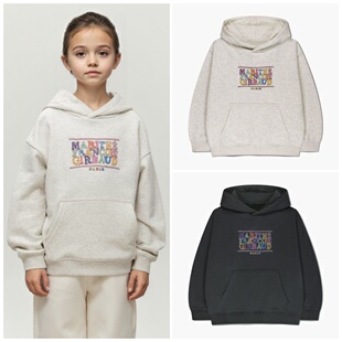 Marithe秋冬新款童装连帽卫衣彩色字母印花男童女童加绒长袖卫衣