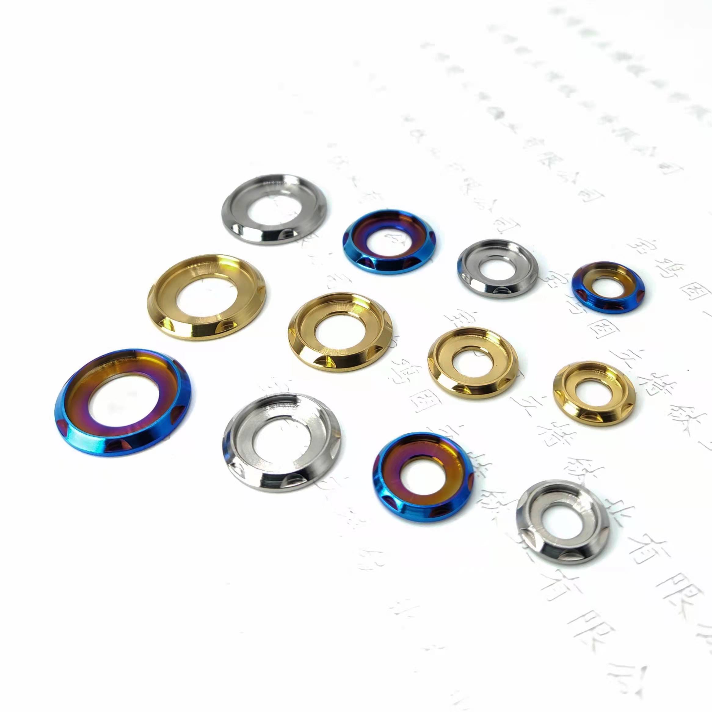 钛合金台阶垫圈垫片平垫花式装饰垫M5M6M8M10烧蓝金色外壳改装