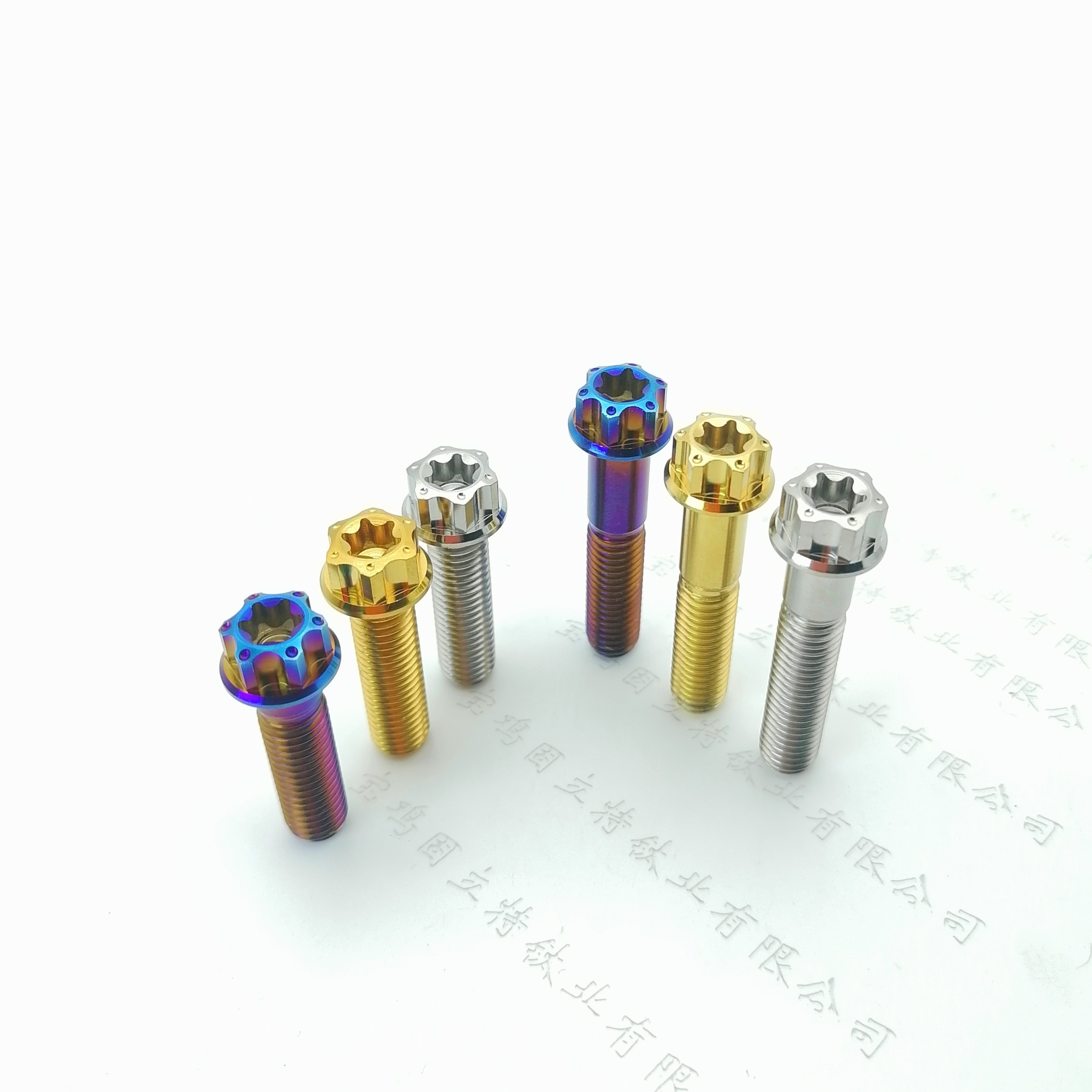 钛合金花头螺丝M8内梅花小法兰电动摩托车改装烧蓝金色