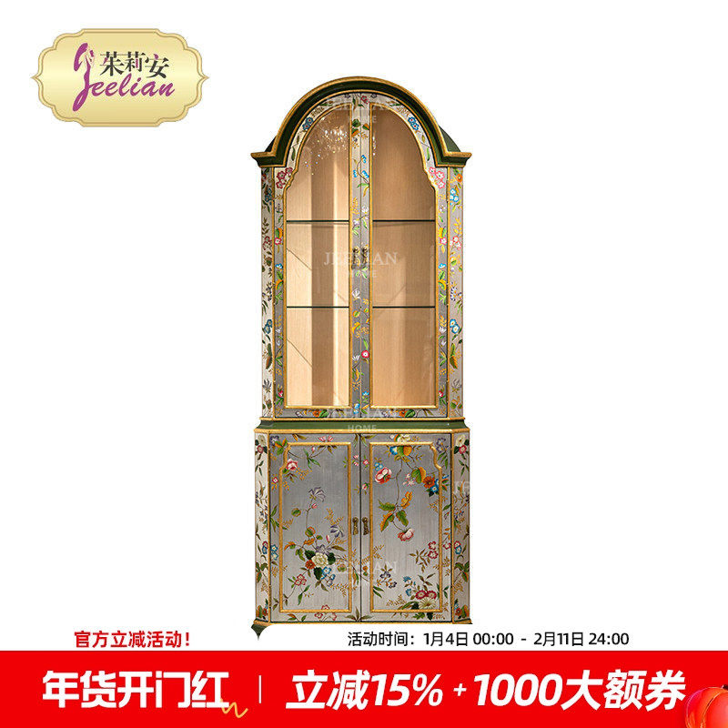 茱莉安法式艺术彩绘花卉双开门拱形三角柜欧式别墅收纳装饰酒柜,住宅家具,酒柜,淘宝优惠券,粉丝福利购,淘宝优惠卷