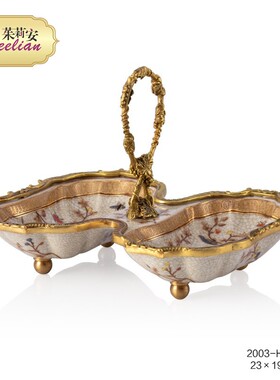 茱莉安艺术彩绘陶瓷小饰品碟法式精美桌面小糖果盆装饰工艺摆饰