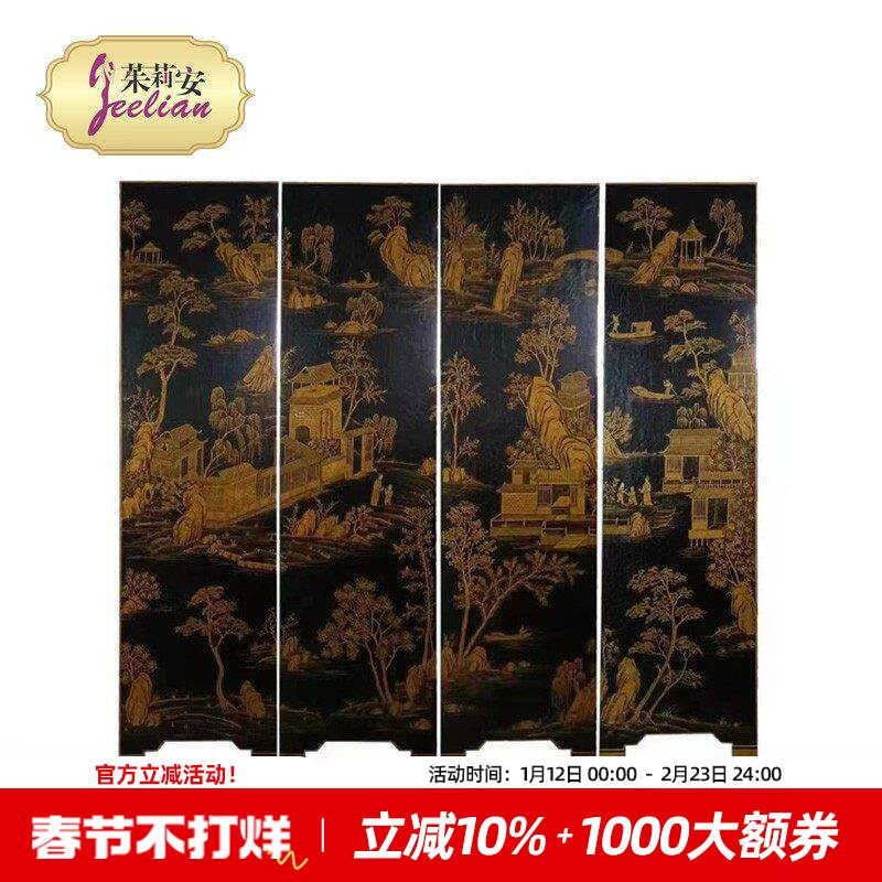 茱莉安法式奢华复古客厅隔断意式实木精美手绘家用装饰单面屏风