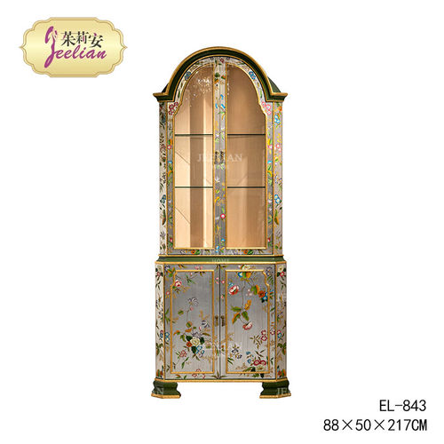 法式实木双开门拱形展示柜