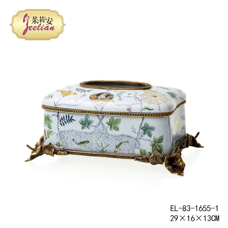 茱莉安法式桌面摆件装饰纸巾盒