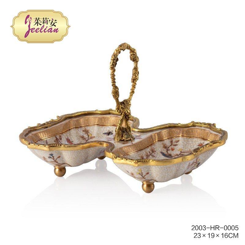 茱莉安艺术彩绘陶瓷小饰品碟法式精美桌面小糖果盆装饰工艺摆件