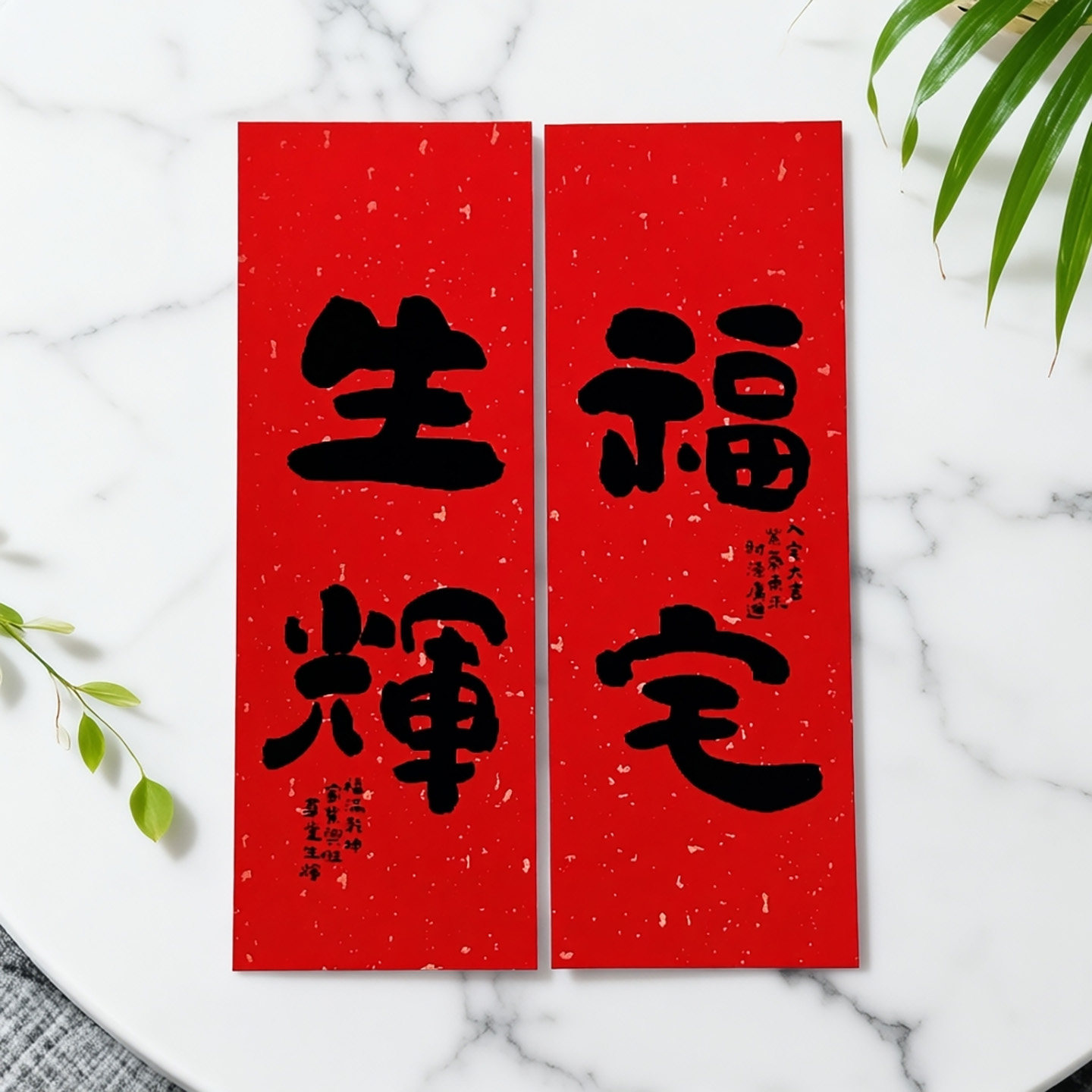 原创入宅对联新中式乔迁新居布置入户门贴纸装饰福字门贴纸质对联