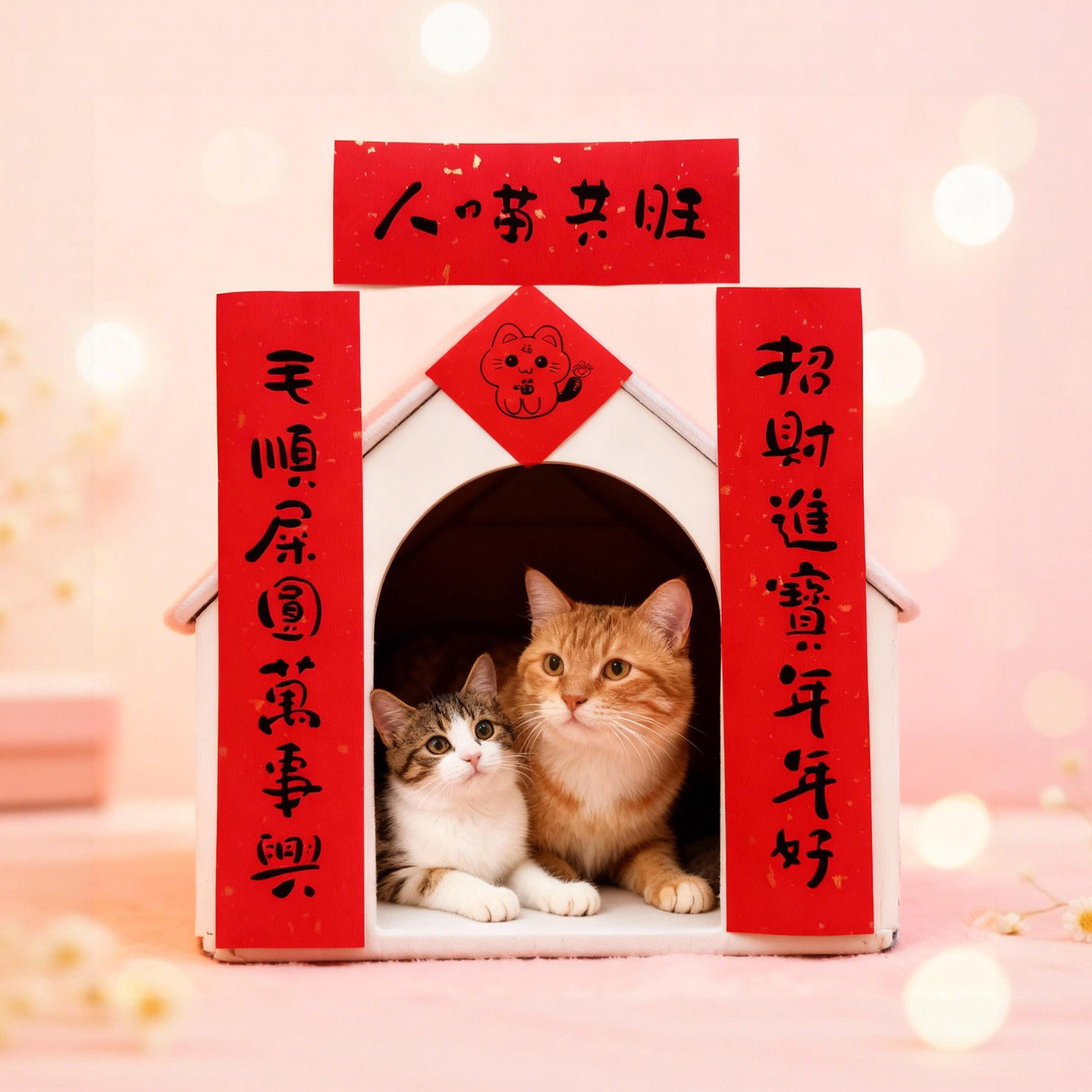 品一2026新年小对联猫猫春联宠物迷你小对联装饰品春节用品