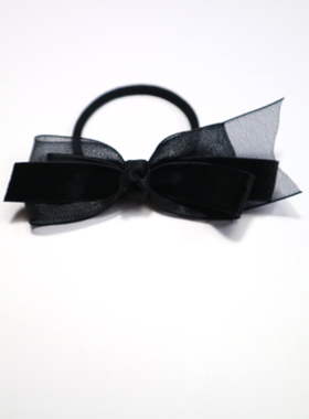 黑色法式优雅reefur梨花雪纱带丝绒原创蝴蝶结发绳百搭发饰品头绳